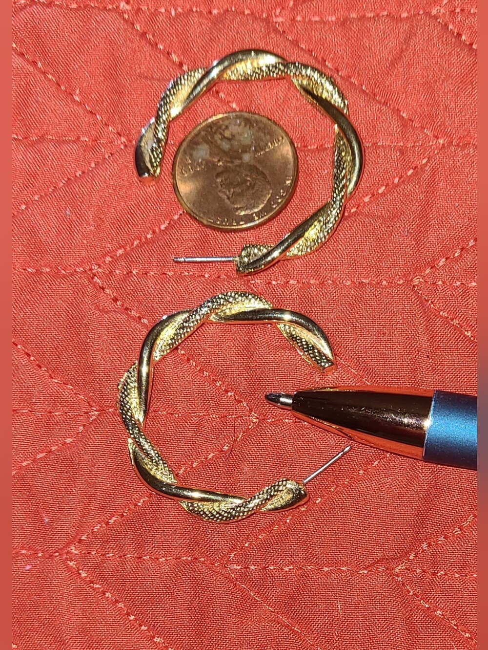 Gold Twisted Hoop Earrings - Unbranded